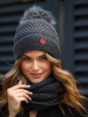 Women\'s winter set with an openwork pattern, graphite C42 - Online store - Boutique